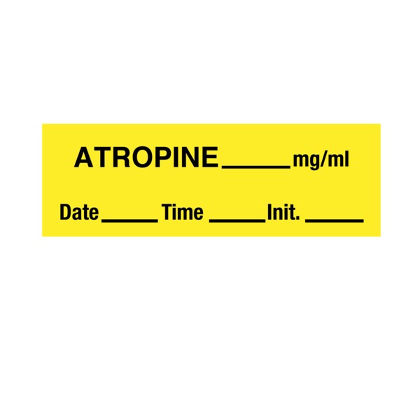 Tape, Atropine 1/2 x 500 Yellow w/Black, PK6